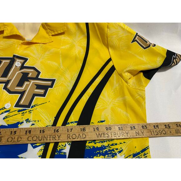 UCF Button Up Shirt Mens Size Large Yellow Black Blue Polyester Spandex - Picture 3 of 10